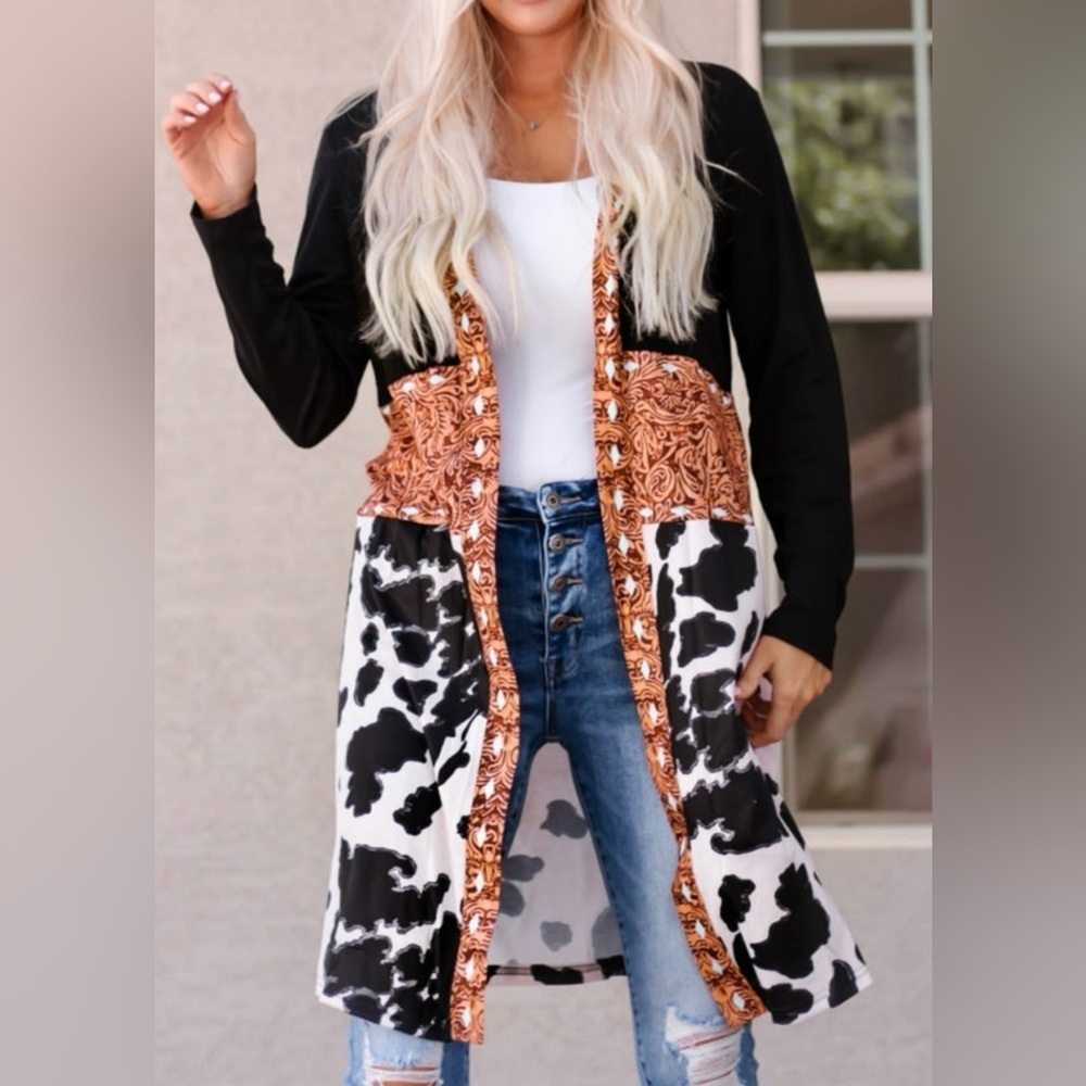 Stylish Black and Brown Patterned Women's Sweater